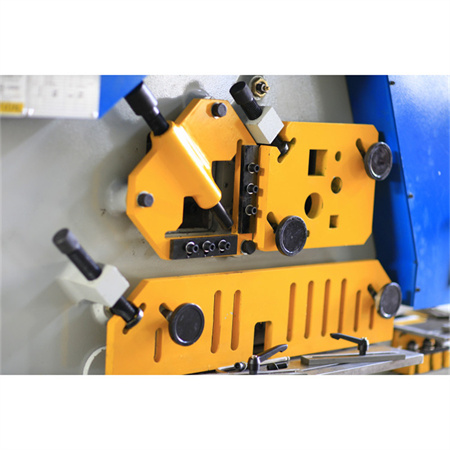 Mesin Gunting Tukang Besi Hidrolik Multifungsi, Pukulan Tekan kanggo Bulat Persegi Oblong Lubang Punching Cutting