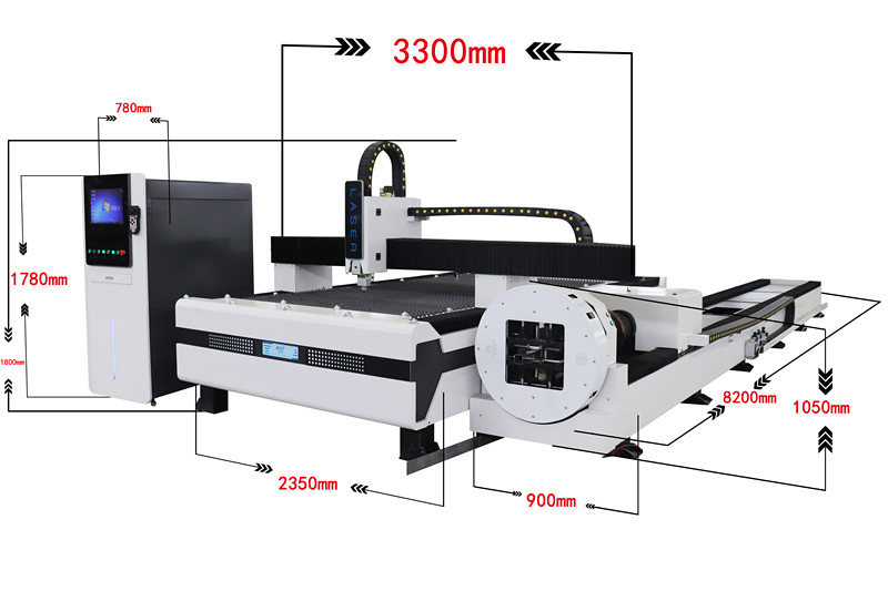 Rotary Cnc Metal Pipe Tube Sheet Laser Cutter 2000w Serat Laser Cutting Machine
